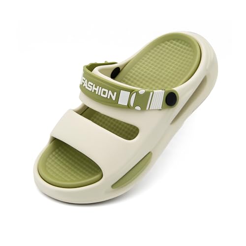Image of Men's Slide Sandals Indoor and Outdoor, Casual Platform Slide Sandals for Men Spring Summer, Lightweight Comfortable Cushioned Open Toe Men's Slippers Shoes Green 9.5