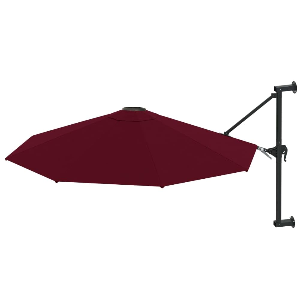 Sombrilla de Pared con Mecanismo de Manivela, Parasol de Poliéster con Protección UV, Inclinación Ajustable para Jardín, 8 Varillas de Acero, Fácil Montaje y Limpieza, Ideal