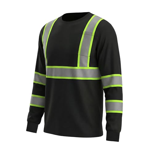HYCOPROT Hi Vis Safety Shirts for Men, Long Sleeve Reflective Work Shirt