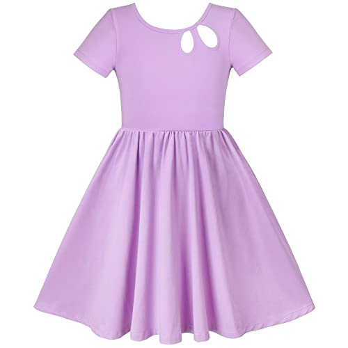 Image of Sunny Fashion Girls Dress Colorful Striped Knitted Cotton Stretch School