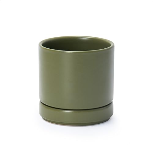 D'vine Dev 4.7 Inch Ceramic Planter Pot, Olive, 94-O-B-J