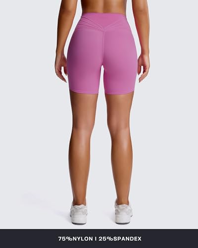 Image of Aoxjox Trinity Workout Biker Shorts for Women Tummy Control High Waisted Exercise Athletic Gym Running Yoga Shorts 6 inch