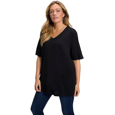 Ulla Popken Women's V-Neck Cotton T-Shirt Cover