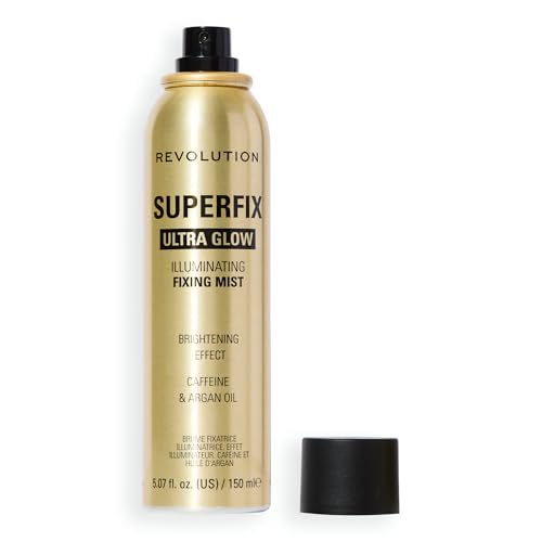 Revolution Beauty London Superfix Glow Fixing Mist Makeup Setting Spray with Shimmer Finish & Long Lasting-Hold Vegan & Cruelty-Free 5.07 fl oz