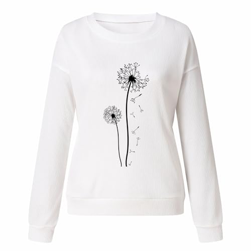 Sweatshirt femme pissenlit col rond rayures mode décontractée L