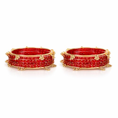 Image of Shining Diva Fashion 16 Pcs Trendy Stylish Glass & Kashmiri Ghungroo Bangles Set for Women & Girls | Traditional Festive Wedding Party Jewellery
