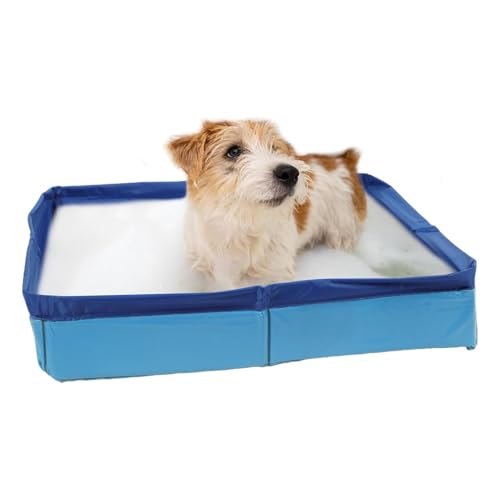 Piscina Perros, Piscina Plegable, Portátil para Mascotas, Bañe-ra De Baño Plegable De Forma Cuadrada PVC, Bañera Baño Mascotas Antideslizante, para Perros Bañera