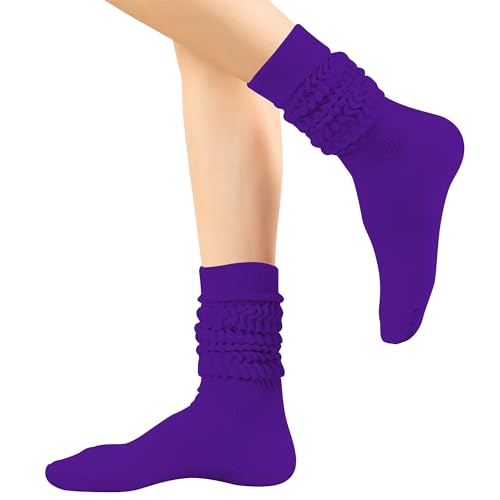 Image of DOOVID Slouch Knee High Cotton Long Scrunch Boot Socks for Women