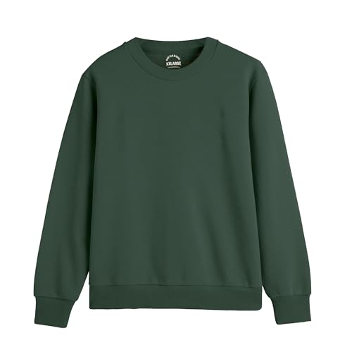 DELLMOOR Men’s Crew Neck Plain Sweatshirts, Breathable 280 GSM French Terry Fabric Cotton Long Sleeve Jumper for Mens Adult, Sizes S - 2XL (UK, Alpha, M, Regular, Regular, Hunter Green)