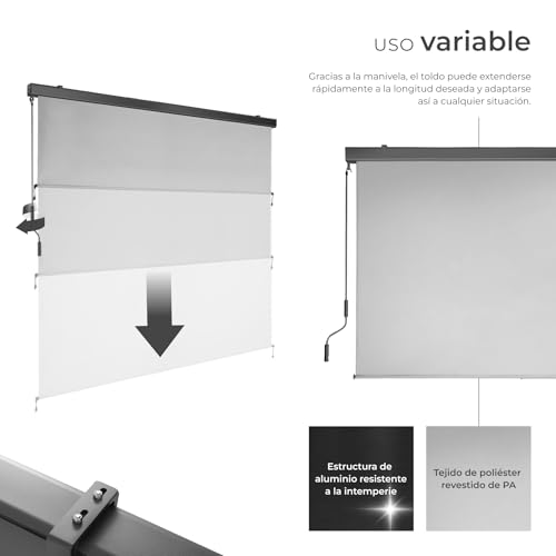 Toldo vertical exterior enrollable con manivela y proteccion solar gris para balcon 4