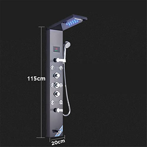 Columna de ducha negra de acero inoxidable con sistema de masaje SPA y jets, montaje en pared miniatura 3