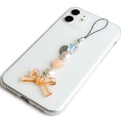 Image of SNOWY SHOP Korean Silver Bow Phone Charm - Cute Heart & Starfish Pendant | Aesthetic Korean Mobile Chain, Bag Hanging & Keychain Jewelry for Girls & Women