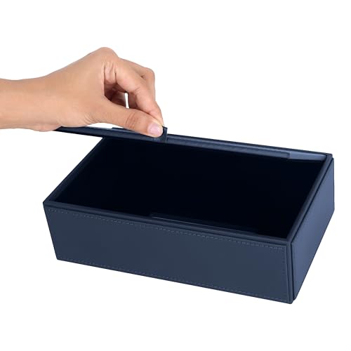 Image of V-CUBE DESIGNS Premium Vegan Leather Tissue Box Holder | Paper Napkin Holder | Sturdy Tissue Case /Cover /Dispenser /Organizer for Home /Bathroom /Office /Table /Desk /Car | Navy Blue