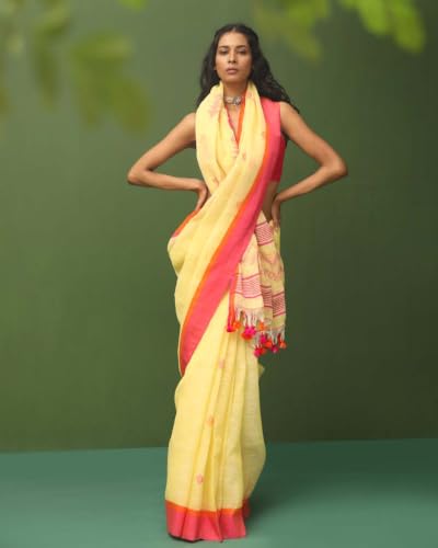 Image of SWORNOF Women's Pure Silk Saree With Blouse Piece