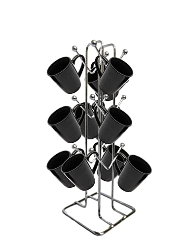 Image of Zepdos Stainless Steel 9 Plate Organiser for Kitchen with Cup Holder, Thali Rack, Dish Rack for Kitchen, Plate Stand with Lid Holder, Pack of 2