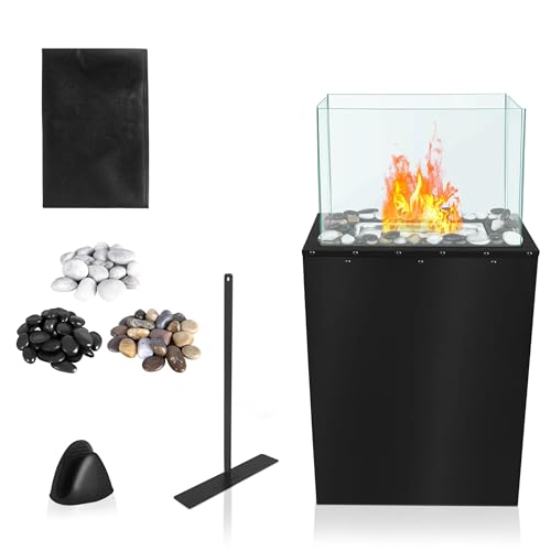VANCHEMO Chimenea de mesa de etanol para interior y exterior, juego completo de pie, chimenea de bioetanol, bioetanol, chimenea, para exterior, interior, balcón, fiesta, cena (rectangular)