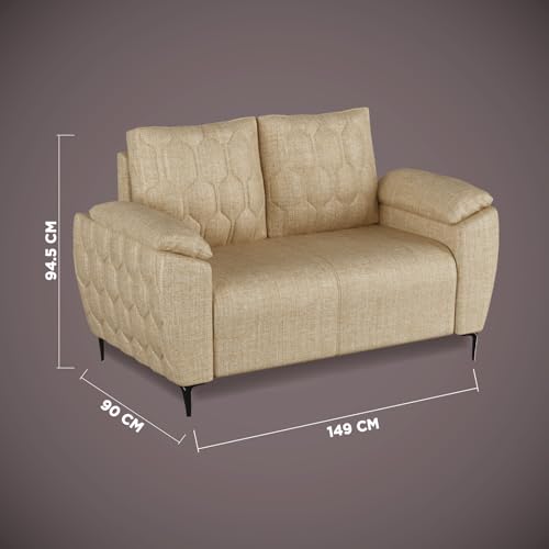 Image of Centuary Sleepables Modena Premium Sofa|Classy Quilted Suede Fabric Upholstery|Fiber-Filled Back Cushion|Wide Plush Fibrefilled Armrests|Ergonomic Lumbar Support |Warm Beige|3 Years Warranty