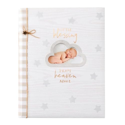 Image of C.R. Gibson Baby Keepsake Memory Book, 9" x 11.13", Little Blessings | 64 Pages, acid free lignin free paper, gift boxed, cloud photo window, message From Heaven Above