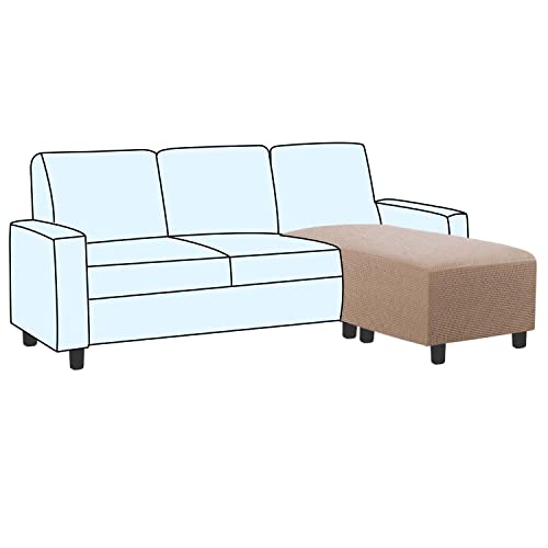 Image of H.VERSAILTEX Ottoman and Sofa Seat Cushion Combined Cover Slipcover Rectangle Sofa Slipcover Fit Length 56 inch-75 inch Suitable for L Shaped Seat Cushion Cover or Chaise Part Cover Stretch Thick Soft - Sand