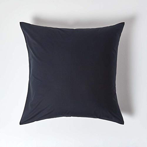 HOMESCAPES Black Pure Egyptian Cotton Euro Size Pillowcase 80 x 80 cm 200 TC 400 Thread Count Percale Equivalent Large Square Pillow Case with Zip