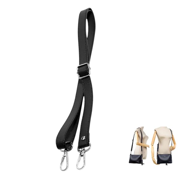Replacement PU Leather Silver Shoulder Strap Adjustable Exclusive For Hand Bags, Side Sling Crossbody Bags, Adjustable Length 50 Inches, Width 0.8 Inch Black Color-image-42