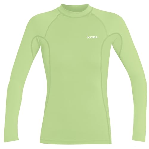 Image of XCEL Girls Premium Stretch Long Sleeve Performance Fit Rashguard - Lemongrass | Size 8