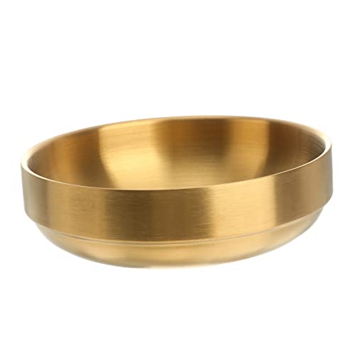 Unomor Metal Snack Bowl Steel Serving Bowl Gold Noodle Bowl Asian Noodles Ramen Serving Bowls Double Wall Rice Bowls Stainless Bowl Nesting Bowl Double Insulated Bowl Key Bowl Golden