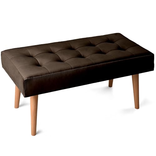 MG Design Polsterbank 45 × 90 cm in Braun – stabiles Holzgestell, weich gepolstert, samtig-weiche Oberfläche mit dezentem Schimmer, pflegeleicht – für Wohnzimmer, Schlafzimmer & Flur