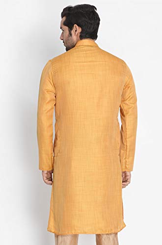 Image of VASTRAMAY Men's Beige Cotton Silk Blend Kurta