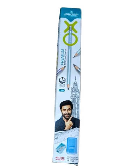 Image of HAUSER ARTZ XO SUPER DARK - WOODEN PENCIL (Pack of 2) Multicolor Pencils | Extra Dark Lead for Smooth Writing | Ideal for Kids School Use & Drawing