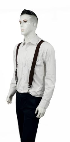 Image of Mens Suspenders with 3 Swivel Hooks Belt Loops 1.4 Inch Wide Heavy Duty Adjustable Braces