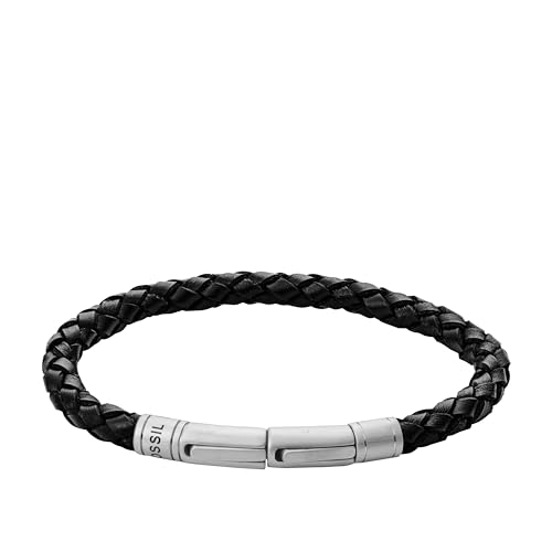 Image of Fossil Men's Casual Stainless Steel and Genuine Leather Bracelet for Men