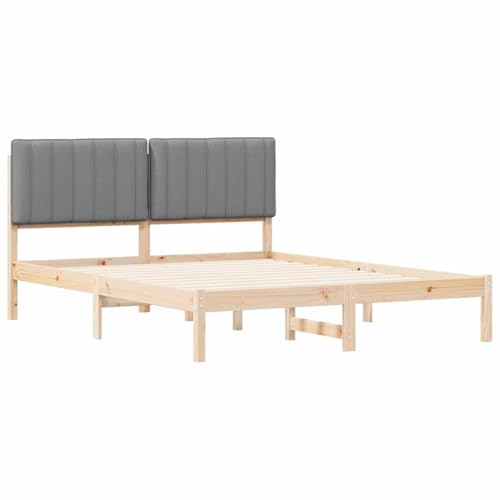 Gecheer Bettgestell mit gepolstertem Kopfteil Hellgrau 160 x 200 cm, Bettrahmen Holzbett Doppelbett für Wohnungen Schlafzimmer Gästehaus878034 – Bild 4