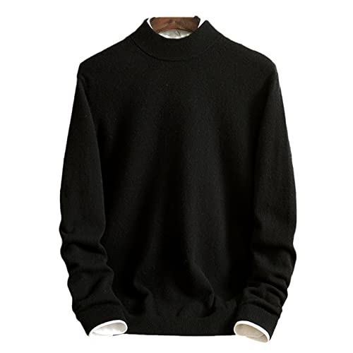 Pull d'hiver en cachemire pour homme col mi-haut chaud noir L
