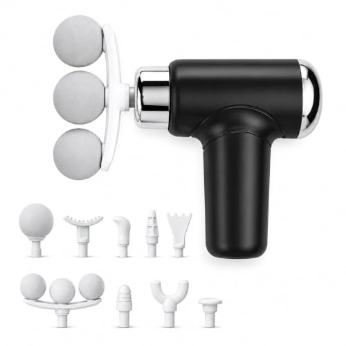 Image of Gismo Cordless Deep Tissue Massage Gun - Innovative 3-Head Design with 9 Attachments & 6 Speeds | Portable Electric Muscle Massager for Pain Relief, Recovery & Relaxation (Black)