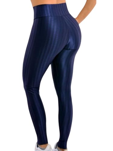 Calça Legging 3D Cintura Alta para Academia e Fitness (BR, Alfa, G, Regular, Regular, Azul)