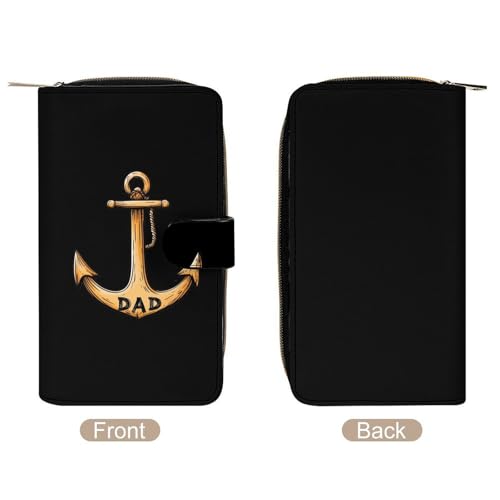 Boat Anchores DAD Women's Long Wallets Leather Card Holder Purse Zippered Buckle Clutch Handbag3