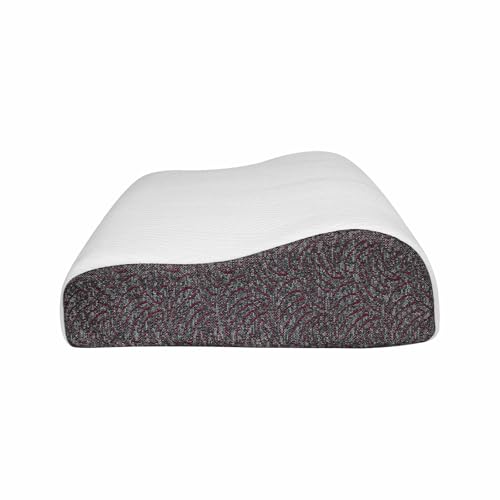 Image of KITCHIVO Memory Foam Pillow, Contour Cervical Orthopedic Memory Foam Pillows Supports Neck Pain and Shoulder Pain for Sleepin Cervical Pillow Neck Support Pillow for Side Back (White & MARUN)