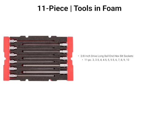 Image of TEKTON Long Ball End Hex Bit Socket Set, 11-Piece | SHB91703
