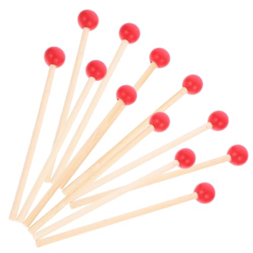 BESPORTBLE 12個木製マレット 幼児向け楽器用品 耐久性のある打楽器アクセサリー 高密圧縮木材製 音質に優れたドラム練習用おもちゃ