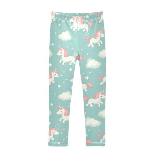 Cartoon Unicorns Girls' Leggings Toddler Doodles Cute Kids Yoga Pants Dance Active Tights 7-8T Multi