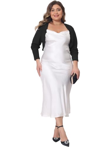 Agnes Orinda Plus Size Cropped Cardigans for Women Long Sleeve Open Front Bolero Shrugs Tops3