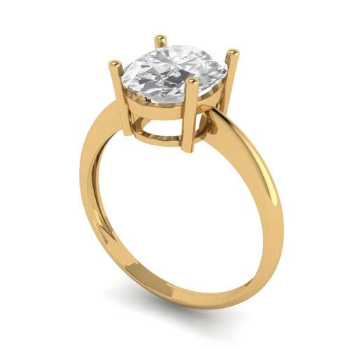 Clara Pucci Solid 14K Rose Gold Moissanite Ring - 1.5 tcw Pear Cut Certified Solitaire Engagement Ring for Women, Promise Bridal Rings for Women, Wedding Ring for Women2