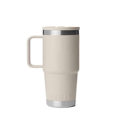 Image of YETI Rambler 20 oz Travel Mug with Flip Straw Lid - Stainless Steel, Vacuum Insulated, Leakproof, Cup Holder Friendly, Cape Taupe