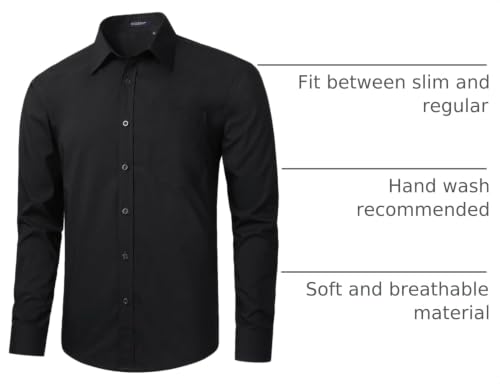 Image of HISDERN Mens Business Dress Shirts Long Sleeve Casual Button Down Shirt Formal Inner Collar Contrast Shirt for Men Wedding