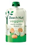 Beech-Nut Veggies On-the-Go, Baby Food, Stage 2, Carrot, Zucchini & Pear, 3.5 Ounce Pouch (Pack of 12)