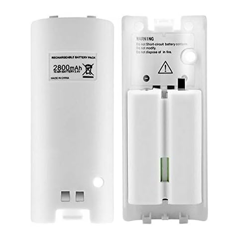 CICMOD 2x Capacity 2800mAh Rechargeable Battery for Wii Remote Controller White Cover