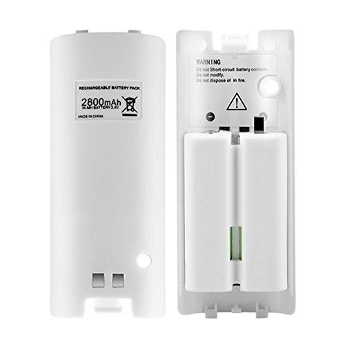 OSAN 2X 2800mAh Hohe Kapazität wiederaufladbar Batterie Pack Akkus für Nintendo Wii Remote Controller (Weiss)