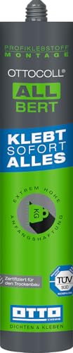 OTTO-COLL ALLBERT 1K Hybridklebstoff Grau 290 ml – Universal Montagekleber für Holz, Metall, Glas, Spiegel, Beton, Fliesen, Trockenbau – Elastischer Hochleistungskleber