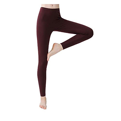 Boniyami Women's Thermal Underwear Pants Fleece Lined Baselayers Leggings Long Johns Bottom Wine Red M